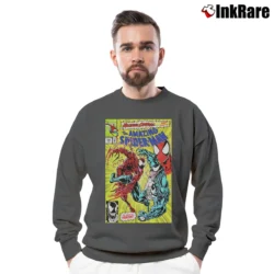 Men’s Marvel Spider Man Venom Maximum Carnage Cover Crewneck Sweatshirt in charcoal | Cozy Fabric, Clean Style