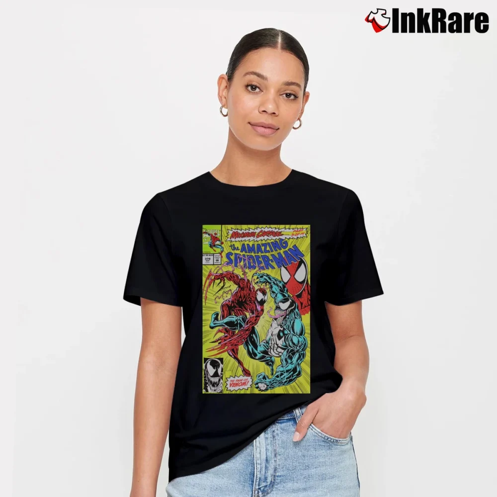Women’s Marvel Spider Man Venom Maximum Carnage Cover Signature T-Shirt in black | Soft, Flattering Fit
