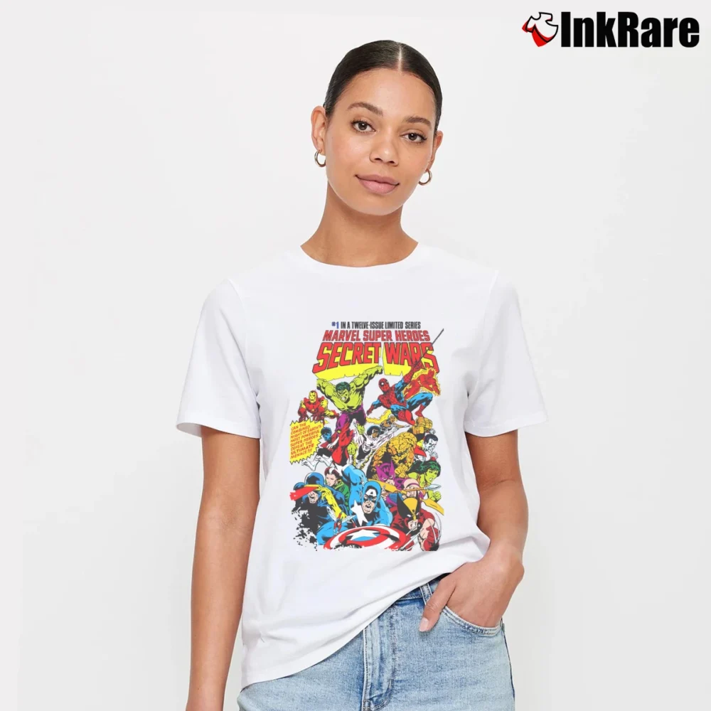 Women’s Marvel Superheroes Secret Wars Graphic Signature T-Shirt in white | Soft, Flattering Fit