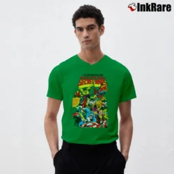 Men’s Marvel Superheroes Secret Wars Graphic V-Neck Tee in irish green | Sharp, Breathable, Everyday Staple
