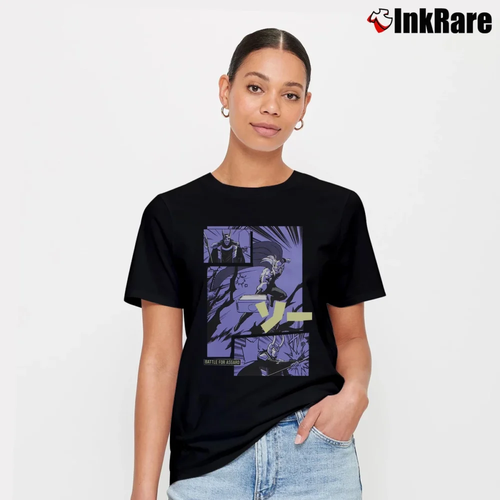 Women’s Marvel Thor Loki Manga Signature T-Shirt in black | Soft, Flattering Fit