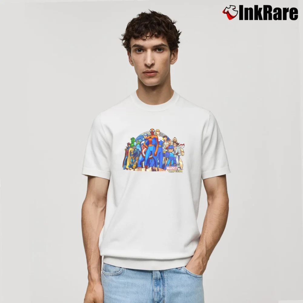 Men’s Marvel Vs Capcom Crossover Gaming Classic T-Shirt in white | Soft, Breathable Everyday Wear