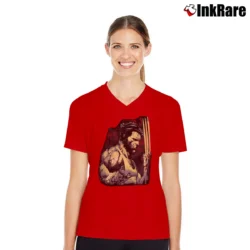 Women’s Marvel Wolverine V-Neck Tee in red | Chic Neckline, Soft Texture