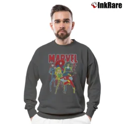 Men’s Marvel Women Group Shot Graphic Crewneck Sweatshirt in charcoal | Cozy Fabric, Clean Style