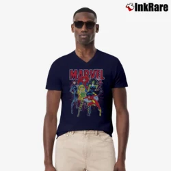 Men’s Marvel Women Group Shot Graphic V-Neck Tee in navy | Sharp, Breathable, Everyday Staple