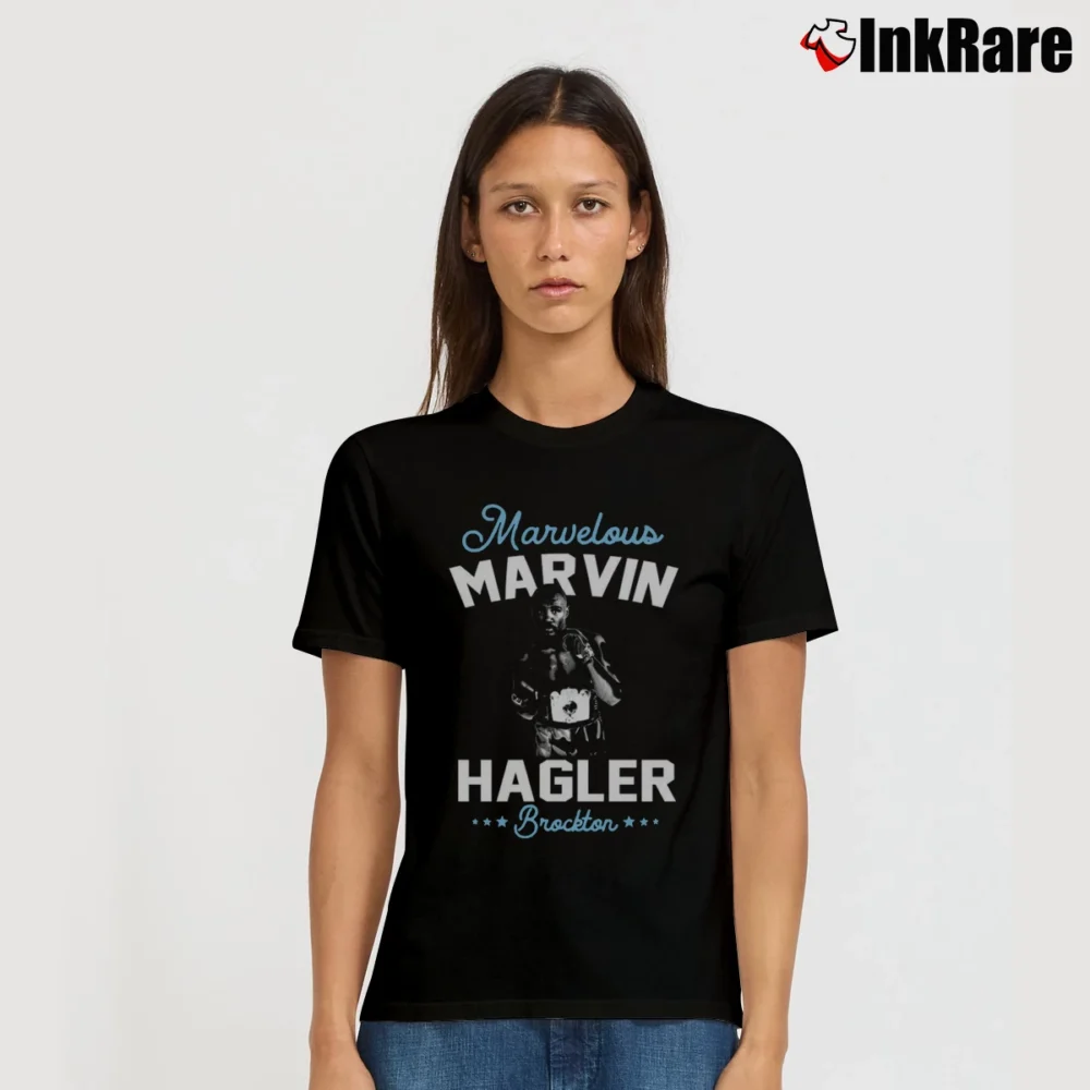 Women’s Marvin Hagler Marvelous Boxing Tribute Signature T-Shirt in black | Soft, Flattering Fit