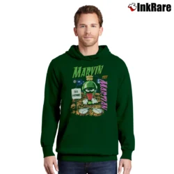 Men’s Marvin The Martian Go Home Looney Tunes Pullover Hoodie in forest green | Cozy, Durable, Modern Fit