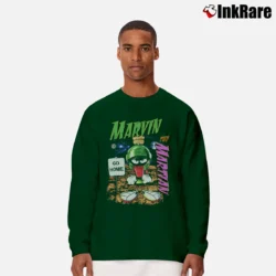 Men’s Marvin The Martian Go Home Looney Tunes Long-Sleeve Shirt in forest green | Sleek, Lightweight, Year-Round Wear