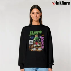 Women’s Marvin The Martian Go Home Looney Tunes Relaxed Sweatshirt in black | Soft, Laid-Back Vibe