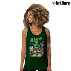 Women’s Marvin The Martian Go Home Looney Tunes Tank Top in forest green | Lightweight, Movement-Friendly