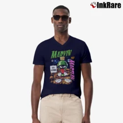 Men’s Marvin The Martian Go Home Looney Tunes V-Neck Tee in navy | Sharp, Breathable, Everyday Staple