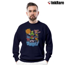 Men’s Marvin The Martian In Yo Face 90s Looney Tunes Crewneck Sweatshirt in navy | Cozy Fabric, Clean Style