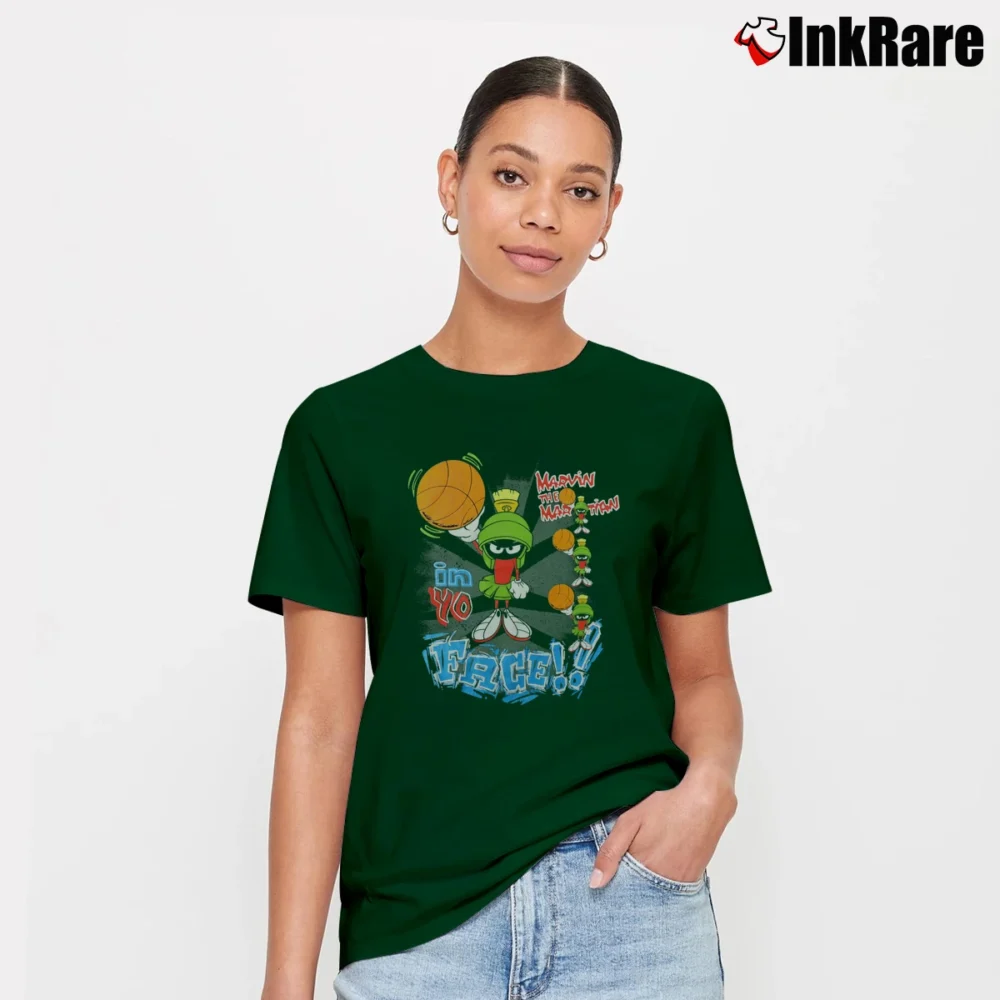 Women’s Marvin The Martian In Yo Face 90s Looney Tunes Signature T-Shirt in forest green | Soft, Flattering Fit