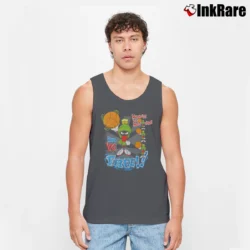 Men’s Marvin The Martian In Yo Face 90s Looney Tunes Tank Top in charcoal | Breathable, Active-Friendly Design