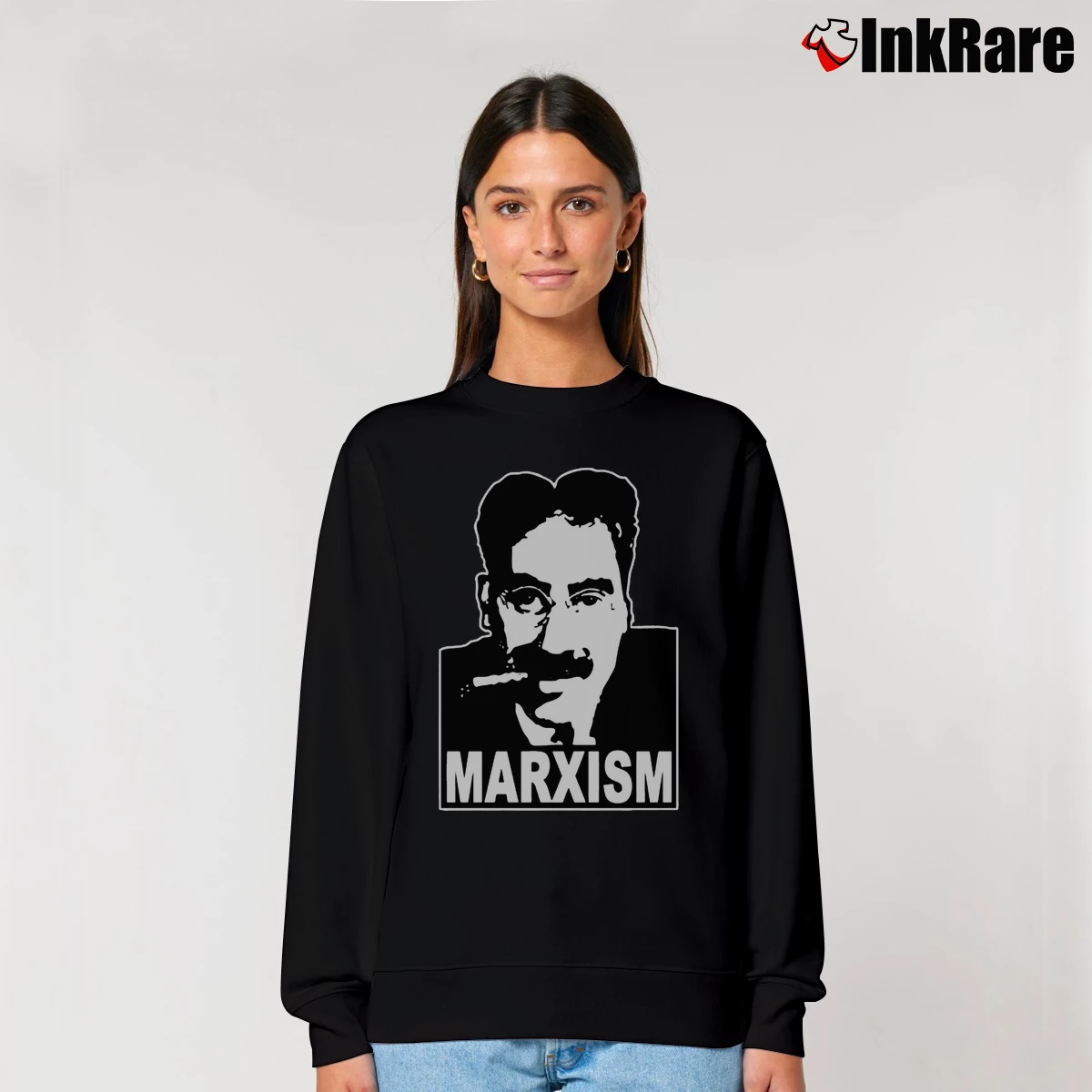 Women’s Marxism Groucho Marx Relaxed Sweatshirt in black | Soft, Laid-Back Vibe