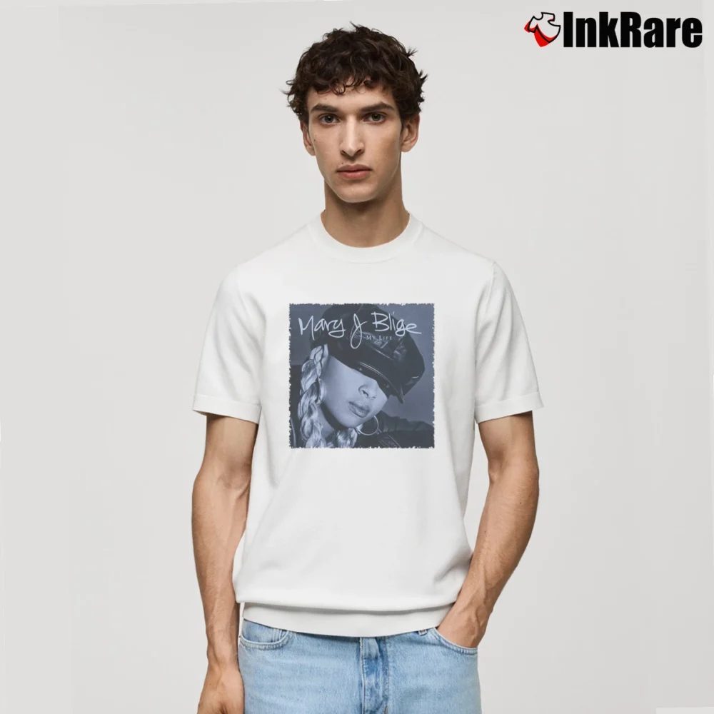 Men’s Mary J Blige My Life Album Cover Classic T-Shirt in white | Soft, Breathable Everyday Wear