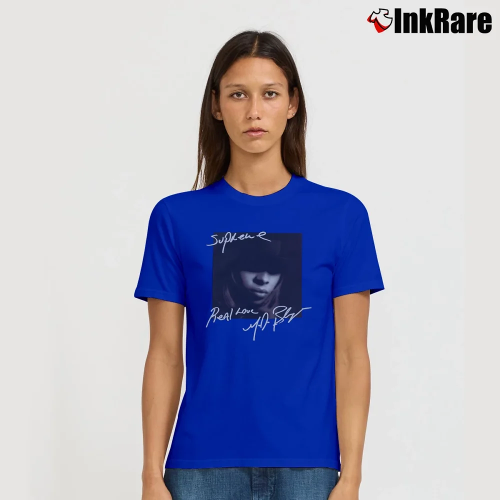 Women’s Mary J. Blige Sr7n Music Fan Signature T-Shirt in royal blue | Soft, Flattering Fit