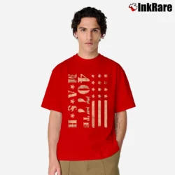 Men’s Mash 4077th Cream Flag Green Classic T-Shirt in red | Soft, Breathable Everyday Wear