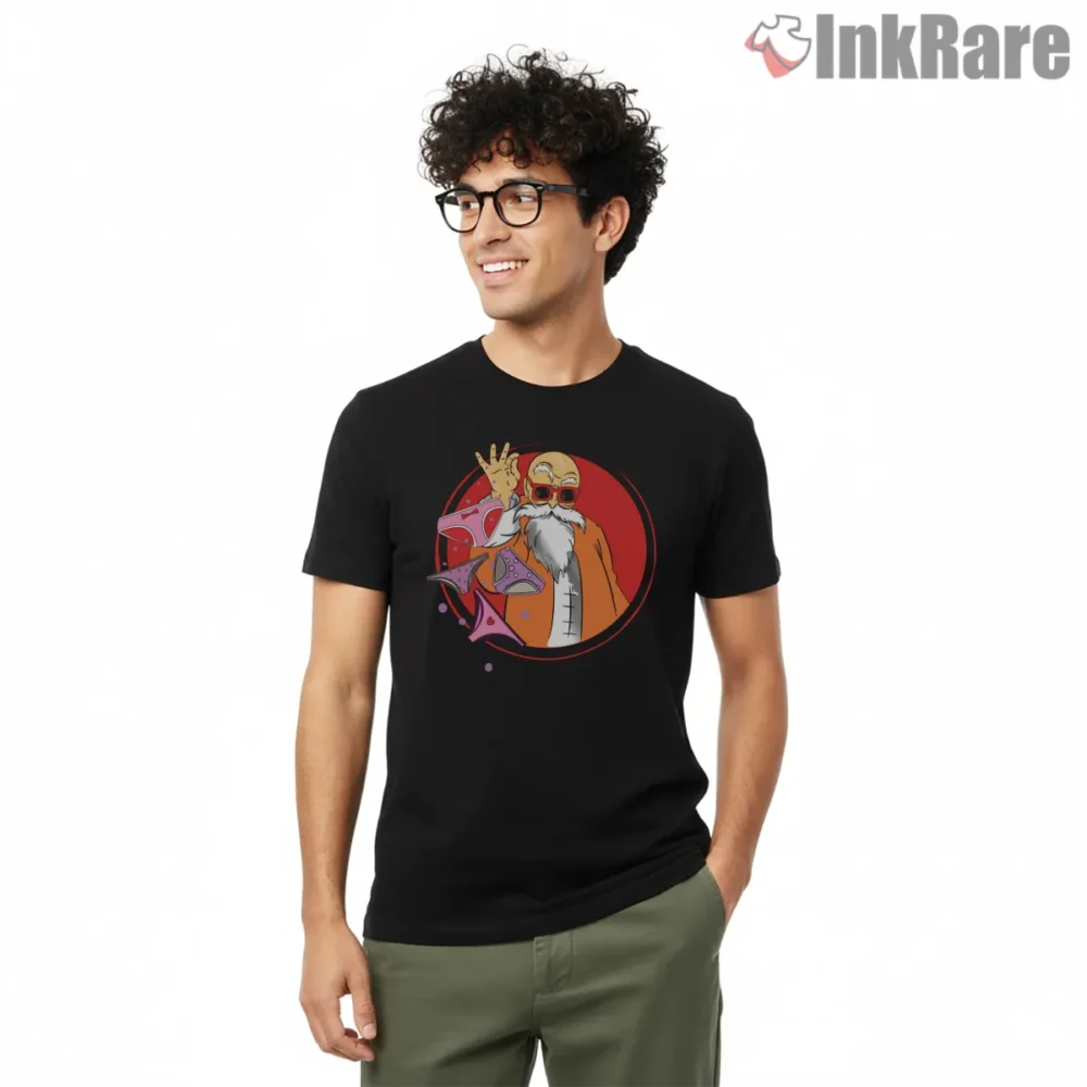 Master Roshi Chill Island Legend Shirt on black short sleeve shirt for men graphic tee