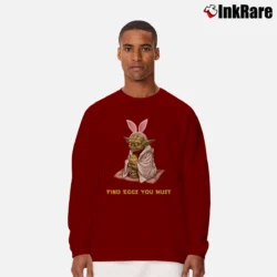 Men’s Master Yoda Find Eggs You Must Funny Star Wars Easter Long-Sleeve Shirt in maroon | Sleek, Lightweight, Year-Round Wear