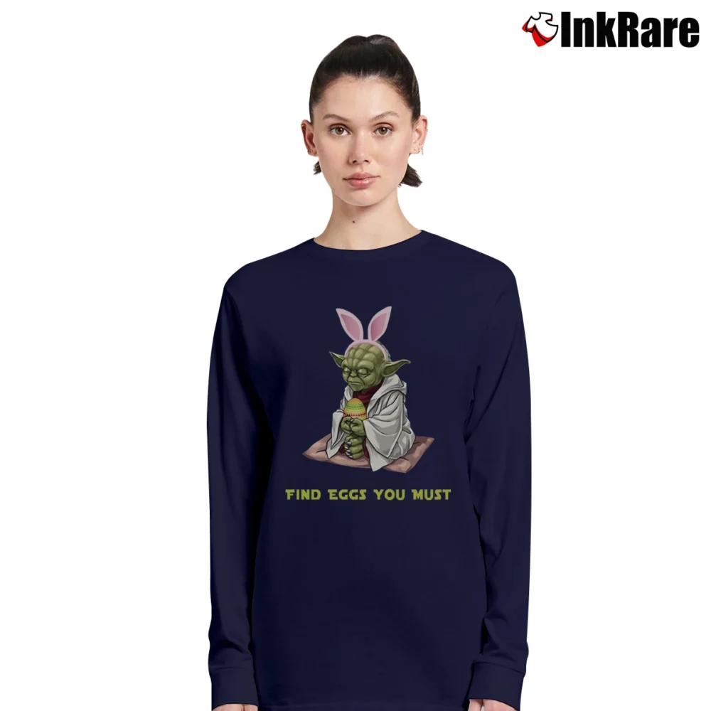 Women’s Master Yoda Find Eggs You Must Funny Star Wars Easter Long-Sleeve Top in navy | Sleek, Versatile, All-Season