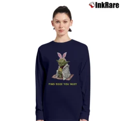 Women’s Master Yoda Find Eggs You Must Funny Star Wars Easter Long-Sleeve Top in navy | Sleek, Versatile, All-Season