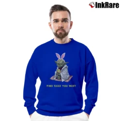 Men’s Master Yoda Find Eggs You Must Funny Star Wars Easter Crewneck Sweatshirt in royal blue | Cozy Fabric, Clean Style