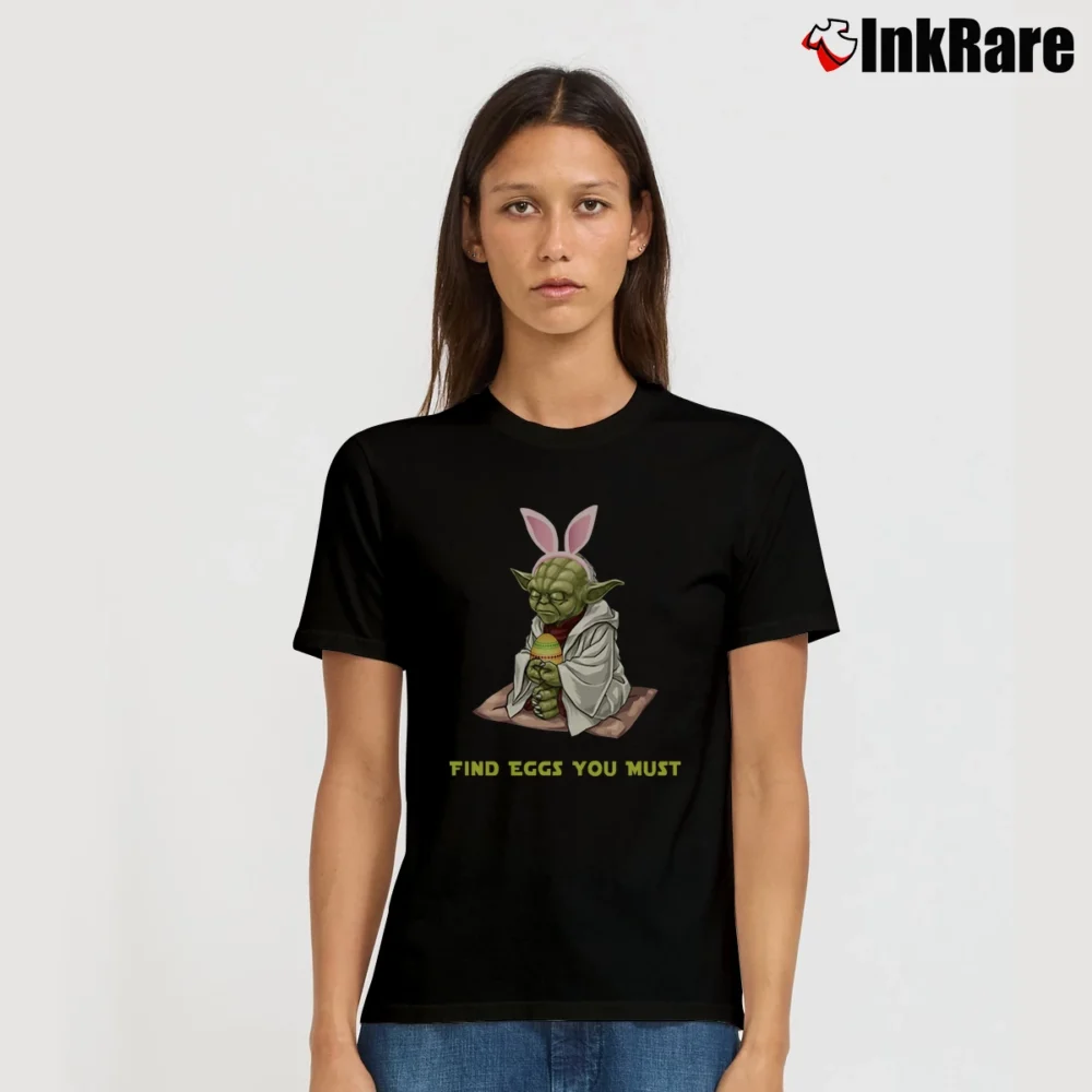 Women’s Master Yoda Find Eggs You Must Funny Star Wars Easter Signature T-Shirt in black | Soft, Flattering Fit
