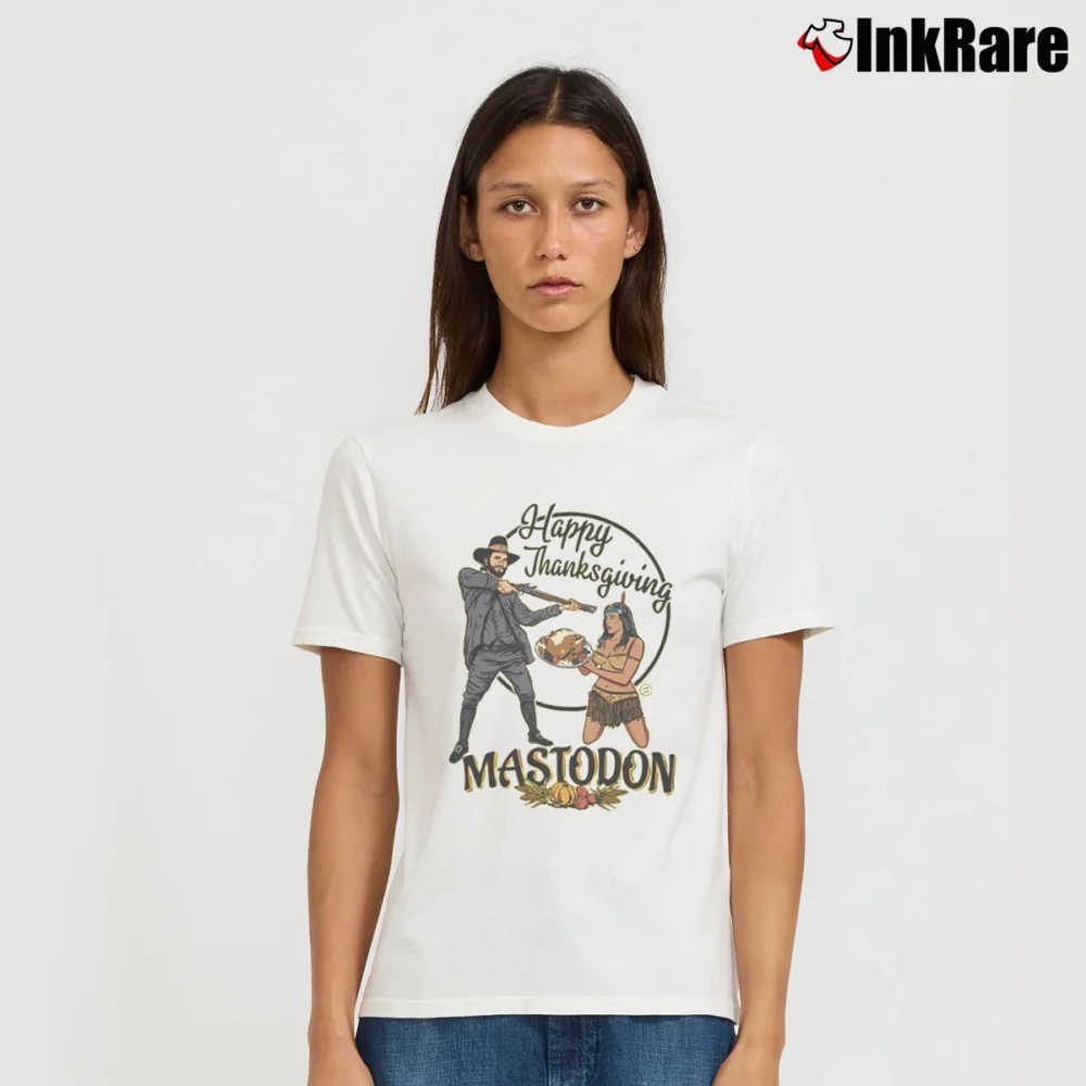 Women’s Mastodon Happy Thanksgiving T-Shirt in white | Soft, Flattering Fit