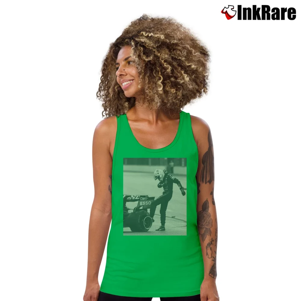 Women’s Max Verstappen Kicking the Tire Tank Top in irish green | Lightweight, Movement-Friendly