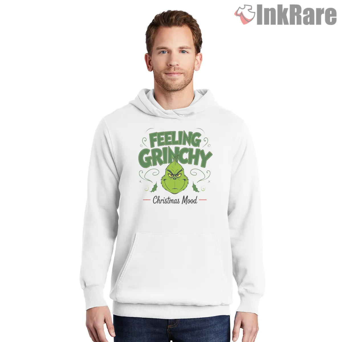 Maximum Grinchy Christmas Mood Funny Holiday Shirt on white hoodie for men graphic tee