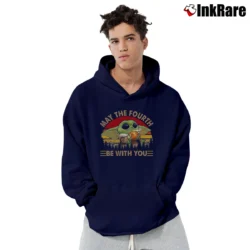 Men’s May The Fourth Be With You Baby Yoda Star Wars Mandalorian Pullover Hoodie in navy | Cozy, Durable, Modern Fit