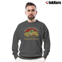 Men’s May The Fourth Be With You Baby Yoda Star Wars Mandalorian Crewneck Sweatshirt in charcoal | Cozy Fabric, Clean Style