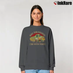 Women’s May The Fourth Be With You Baby Yoda Star Wars Mandalorian Relaxed Sweatshirt in charcoal | Soft, Laid-Back Vibe