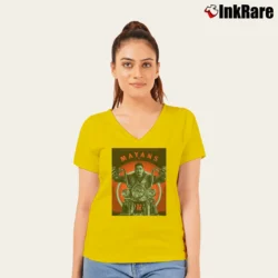 Women’s Mayans M.C. Motorcycle Club Promo V-Neck Tee in yellow | Chic Neckline, Soft Texture