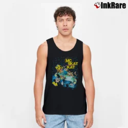 Men’s MC Skat Kat and the Stray Mob Opposites Attract Cartoon Car Graphic Tank Top in black | Breathable, Active-Friendly Design