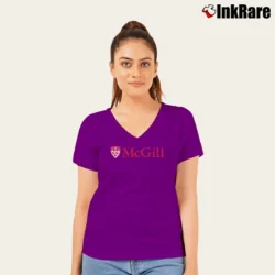 Women’s McGill University Logo V-Neck Tee in purple | Chic Neckline, Soft Texture