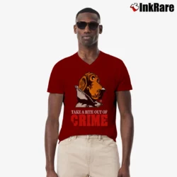 Men’s Mcgruff The Crime Dog 80s Retro V-Neck Tee in maroon | Sharp, Breathable, Everyday Staple