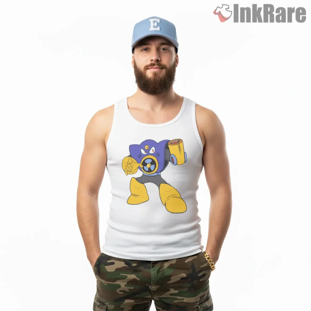 Mega Man Air Man Classic Robot Master Shirt on white tank top for men graphic tee