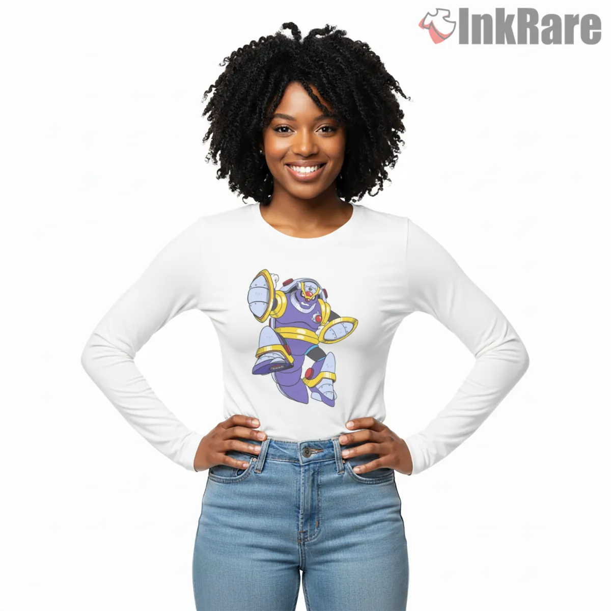 Mega Man Armored Armadillo Heavy Shield Boss Long Sleeve White Mega Man Armored Armadillo Heavy Shield Boss Shirt on white long sleeve shirt for women graphic tee