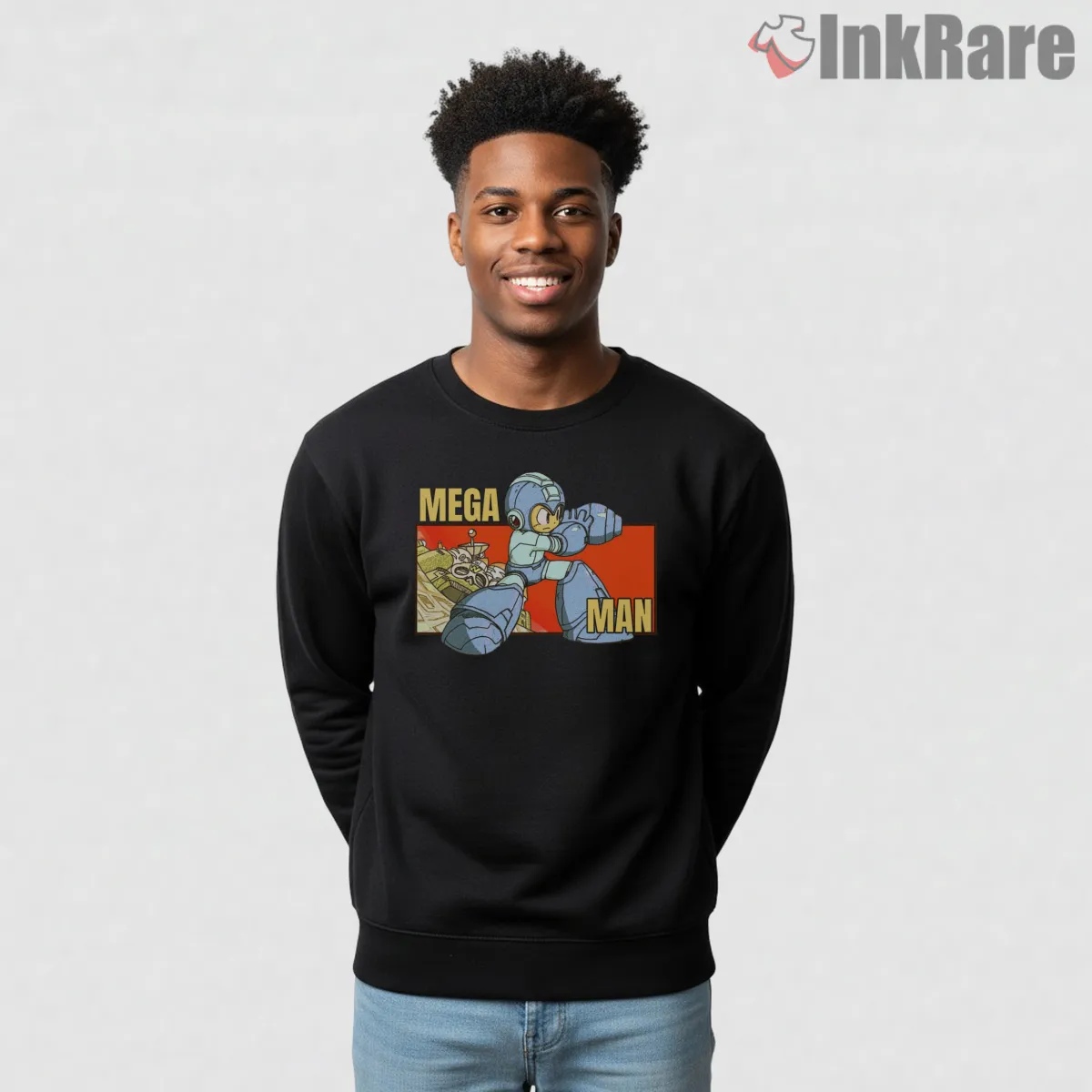 Mega Man Classic Retro Panel Action Shirt on graphic shirt for men graphic tee