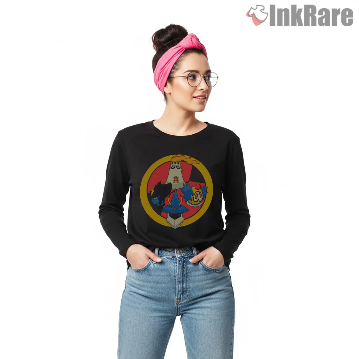 Mega Man Dr Wily Squad Cartoon Villains Shirt on black long sleeve shirt for women graphic tee