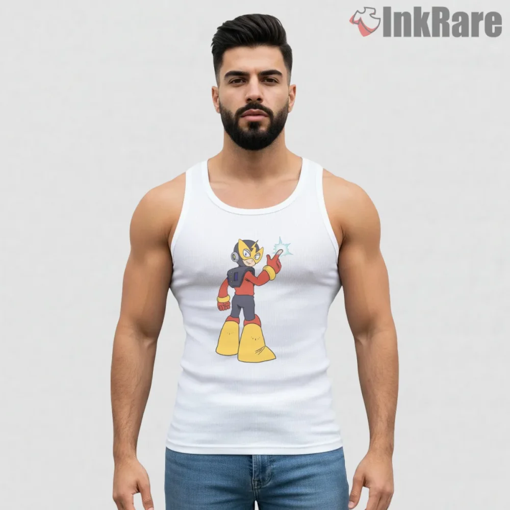 Mega Man Elec Man Lightning Power Classic Shirt on white tank top for men graphic tee