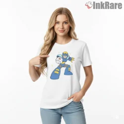 Mega Man Flash Man Time Freeze Speed Shirt on white short sleeve shirt for women graphic tee