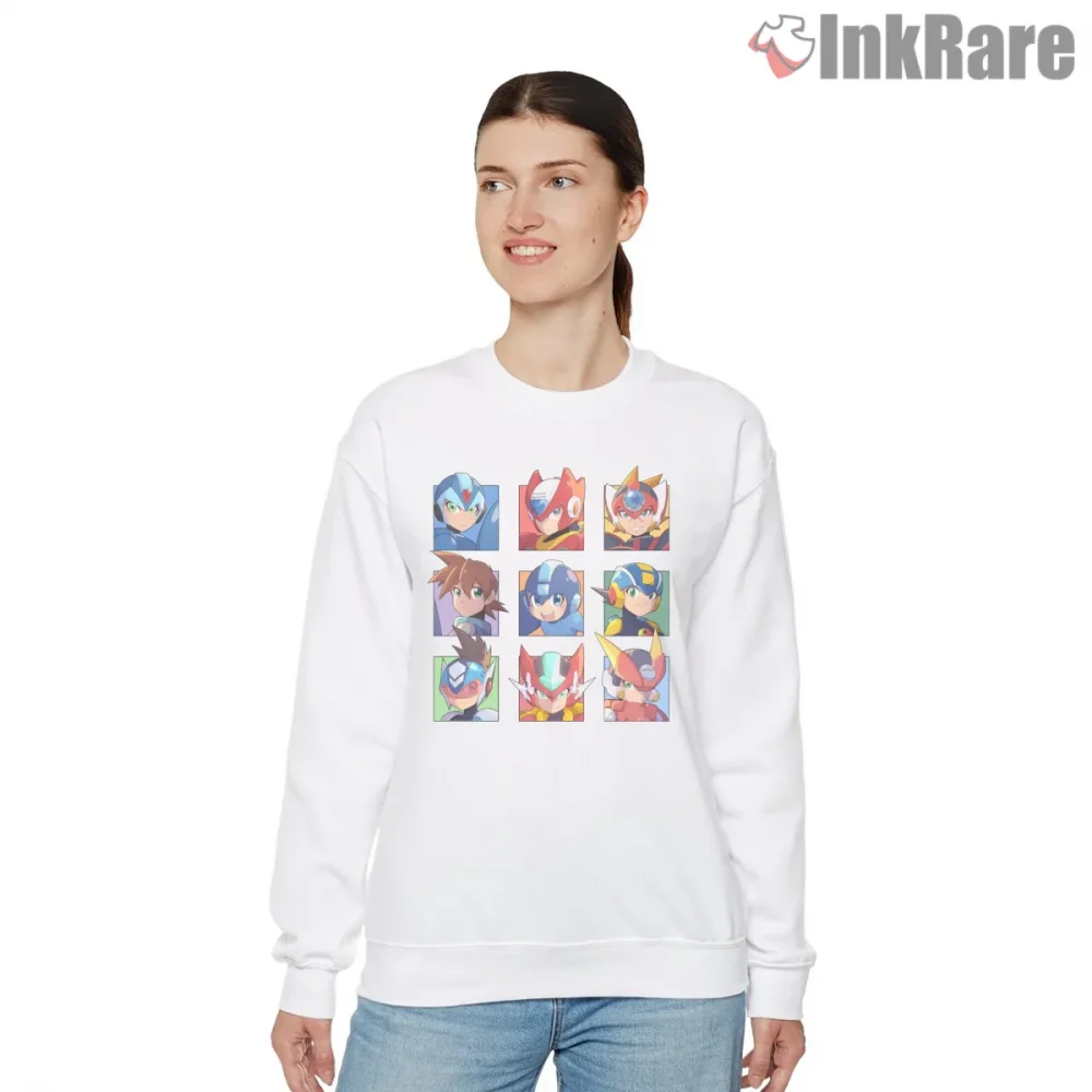 Mega Man Legacy Heroes Portrait Grid Shirt on graphic shirt for women graphic tee