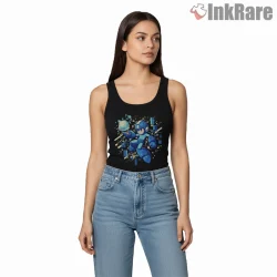 Mega Man Pixel Energy Blast Dynamic Shirt on black tank top for women graphic tee