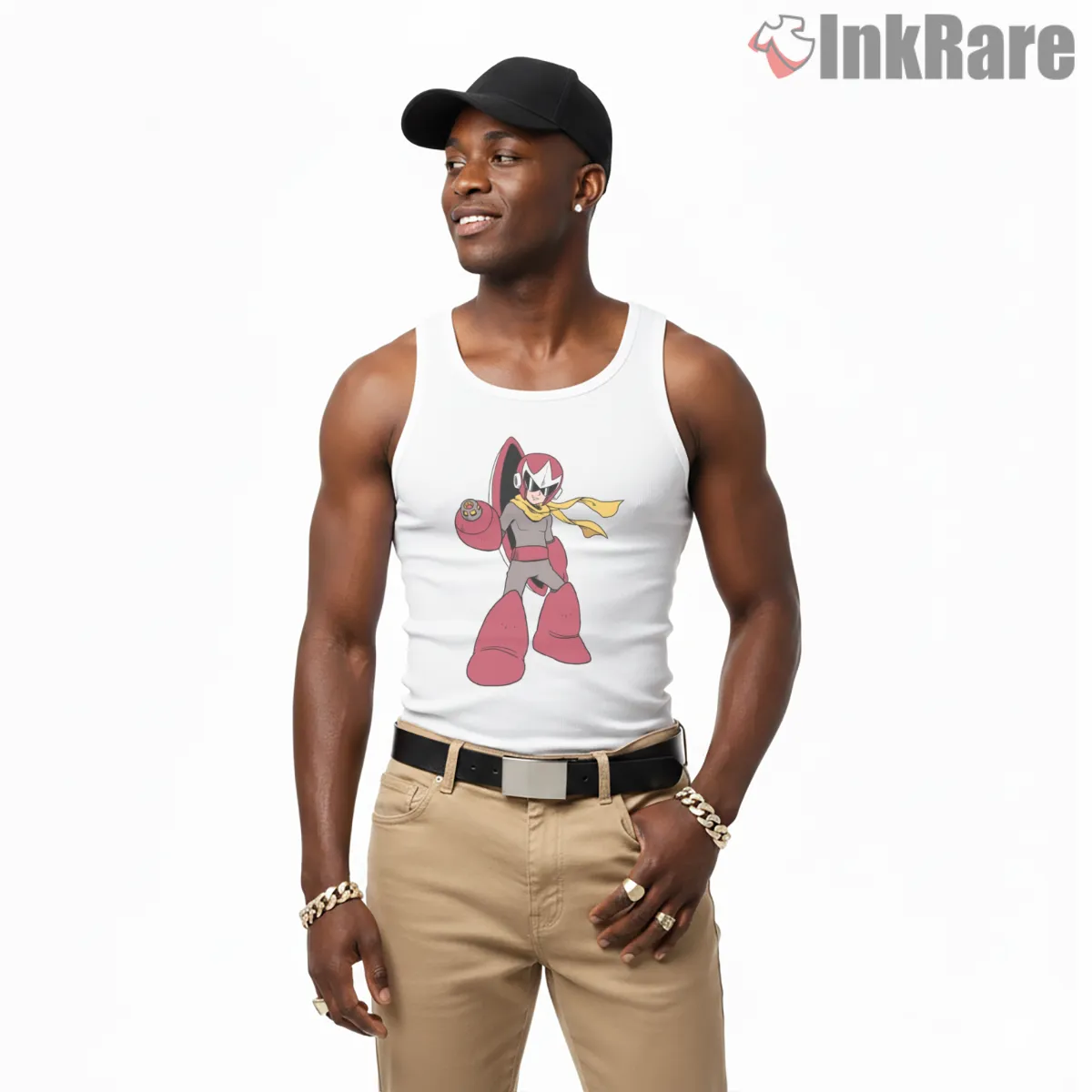 Mega Man Proto Man Classic Brother Rival Tank Top White Mega Man Proto Man Classic Brother Rival Shirt on white tank top for men graphic tee