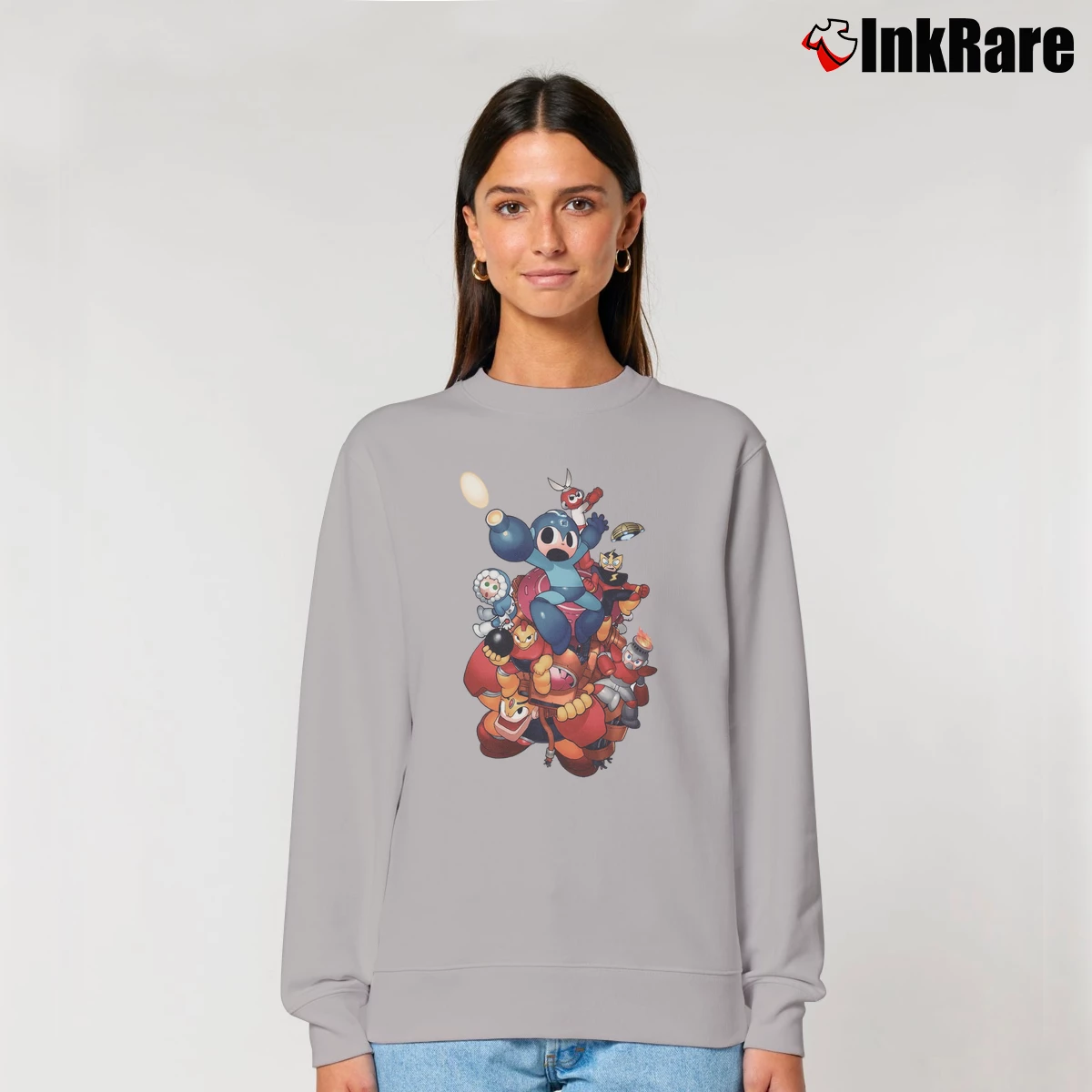 Women’s Mega Man Retro Art Relaxed Sweatshirt in sport grey | Soft, Laid-Back Vibe