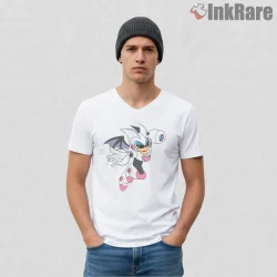 Mega Man Rouge Woman Stylish Heroine Shirt on white v-neck shirt for men graphic tee
