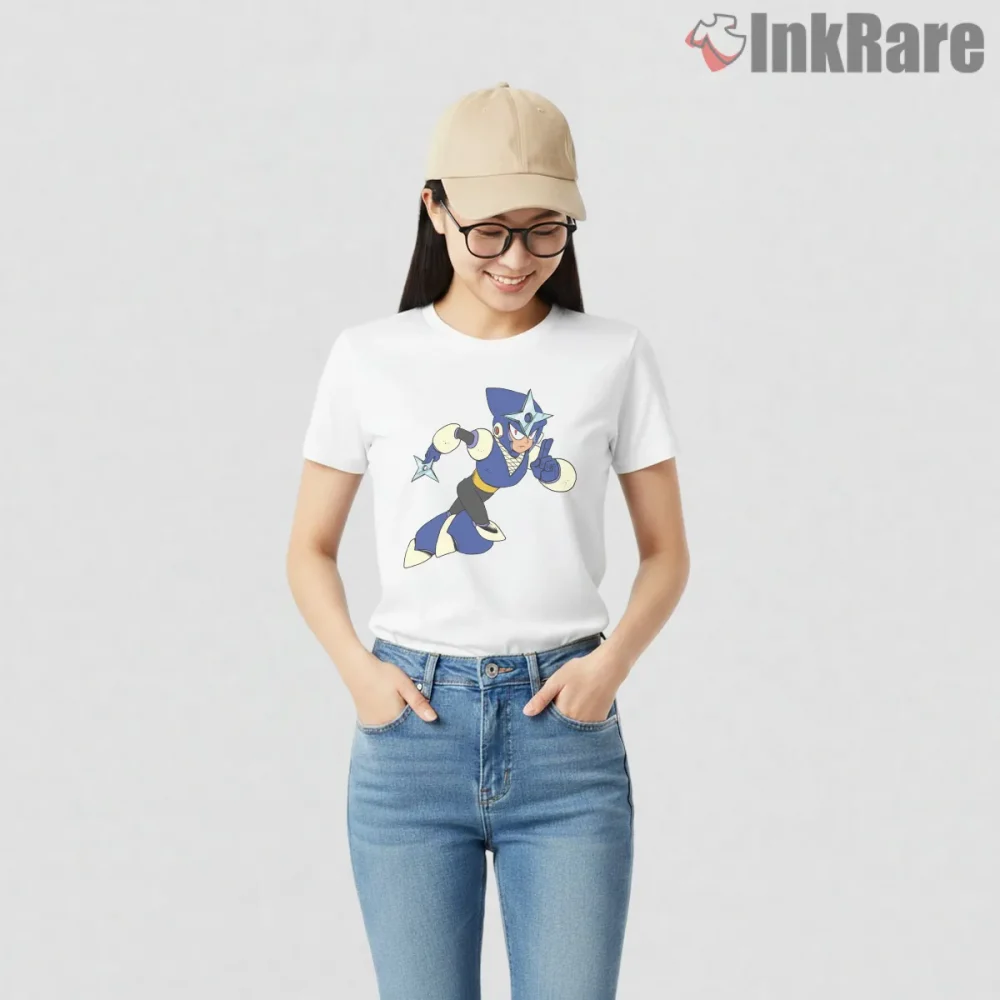 Mega Man Shadow Man Ninja Stealth Warrior Shirt on white short sleeve shirt for women graphic tee